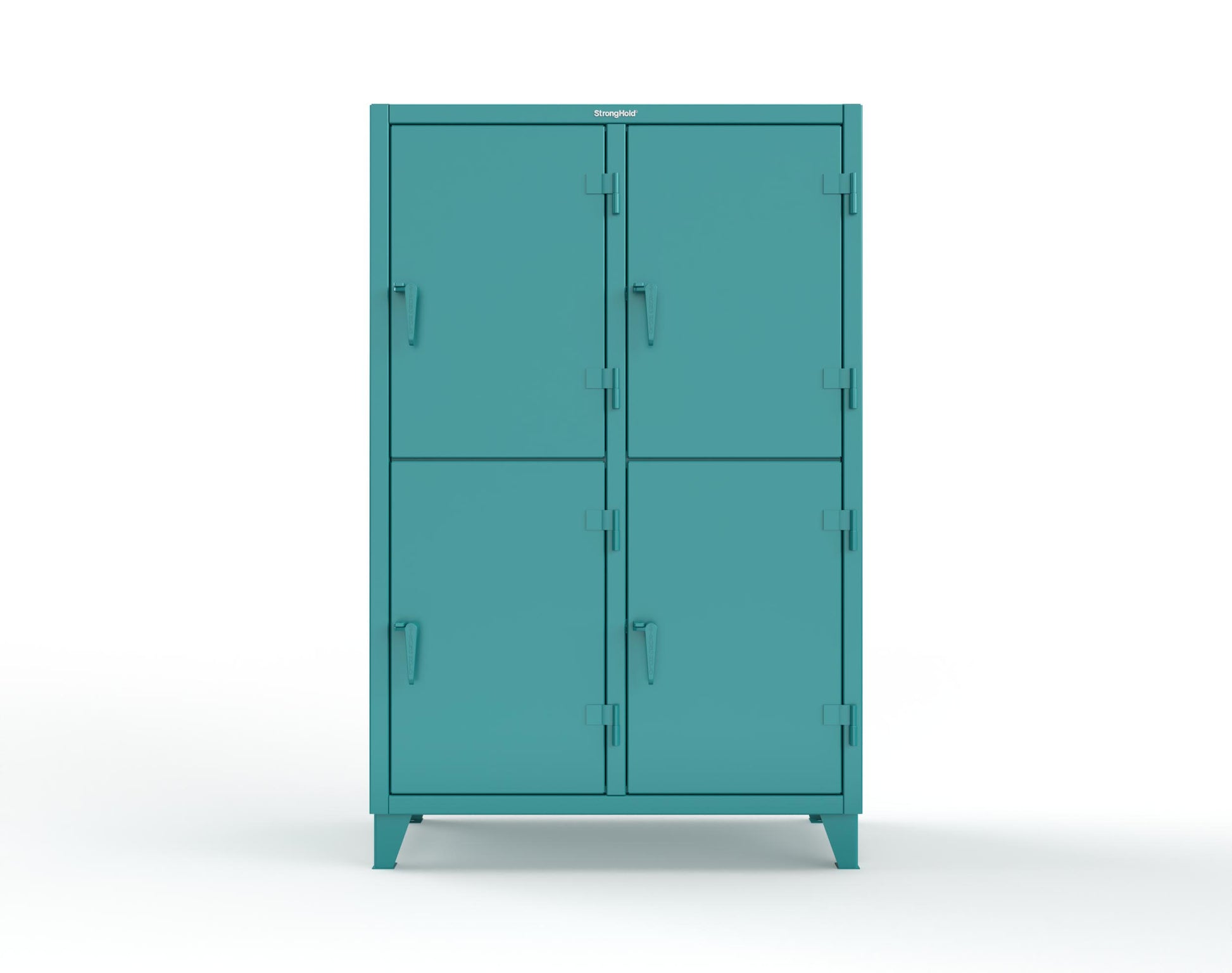 Extreme Duty 12 GA Double-Tier Locker with 4 Compartments, 8 Shelves, Coat Hooks | 50 in. W x 24in. D x 78 in. H - 46-24-2TPL-7024 - 46-24-2TPL-5021