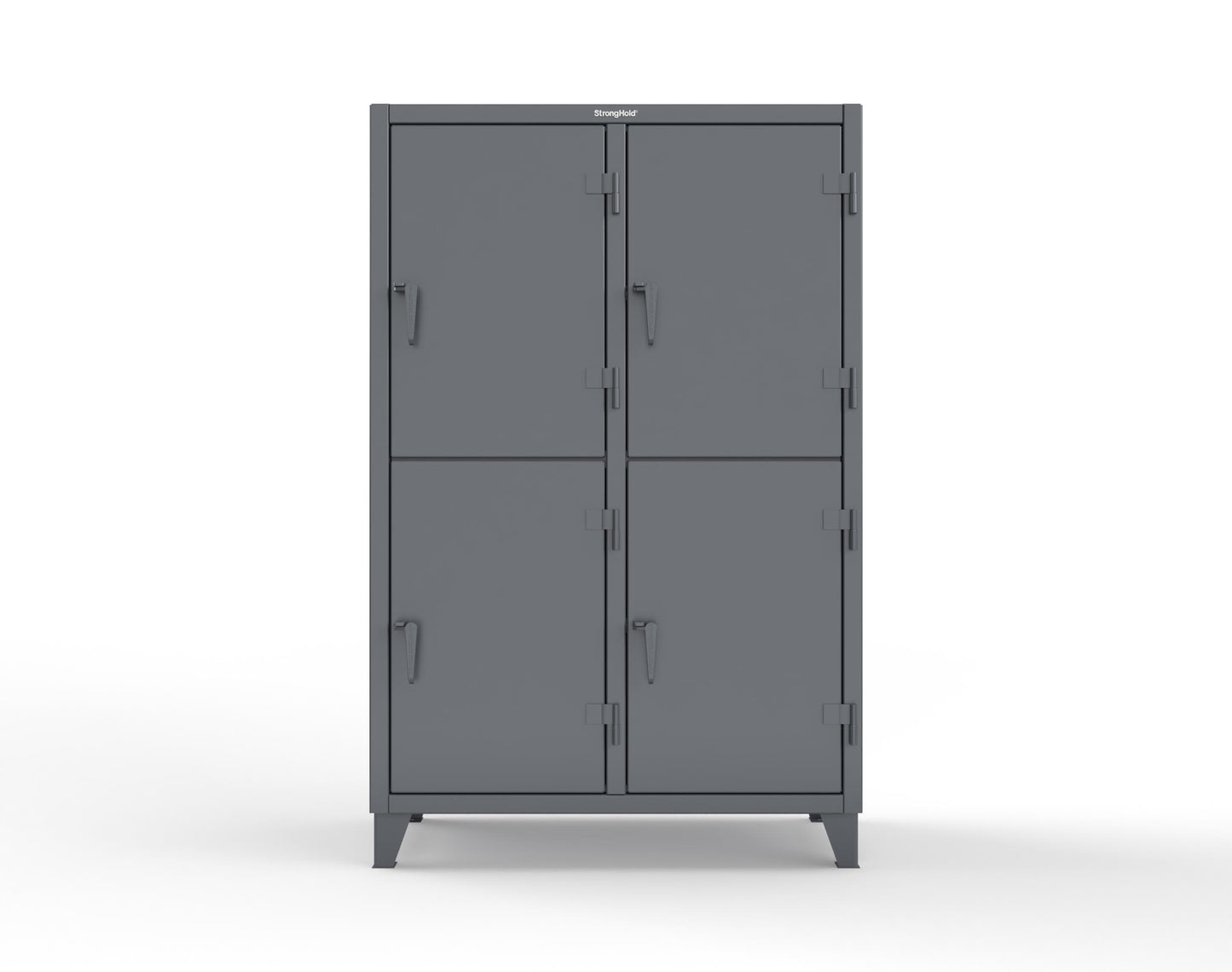 Extreme Duty 12 GA Double-Tier Locker with 4 Compartments, 8 Shelves, Coat Hooks | 50 in. W x 24in. D x 78 in. H - 46-24-2TPL-7024 - 46-24-2TPL-7024