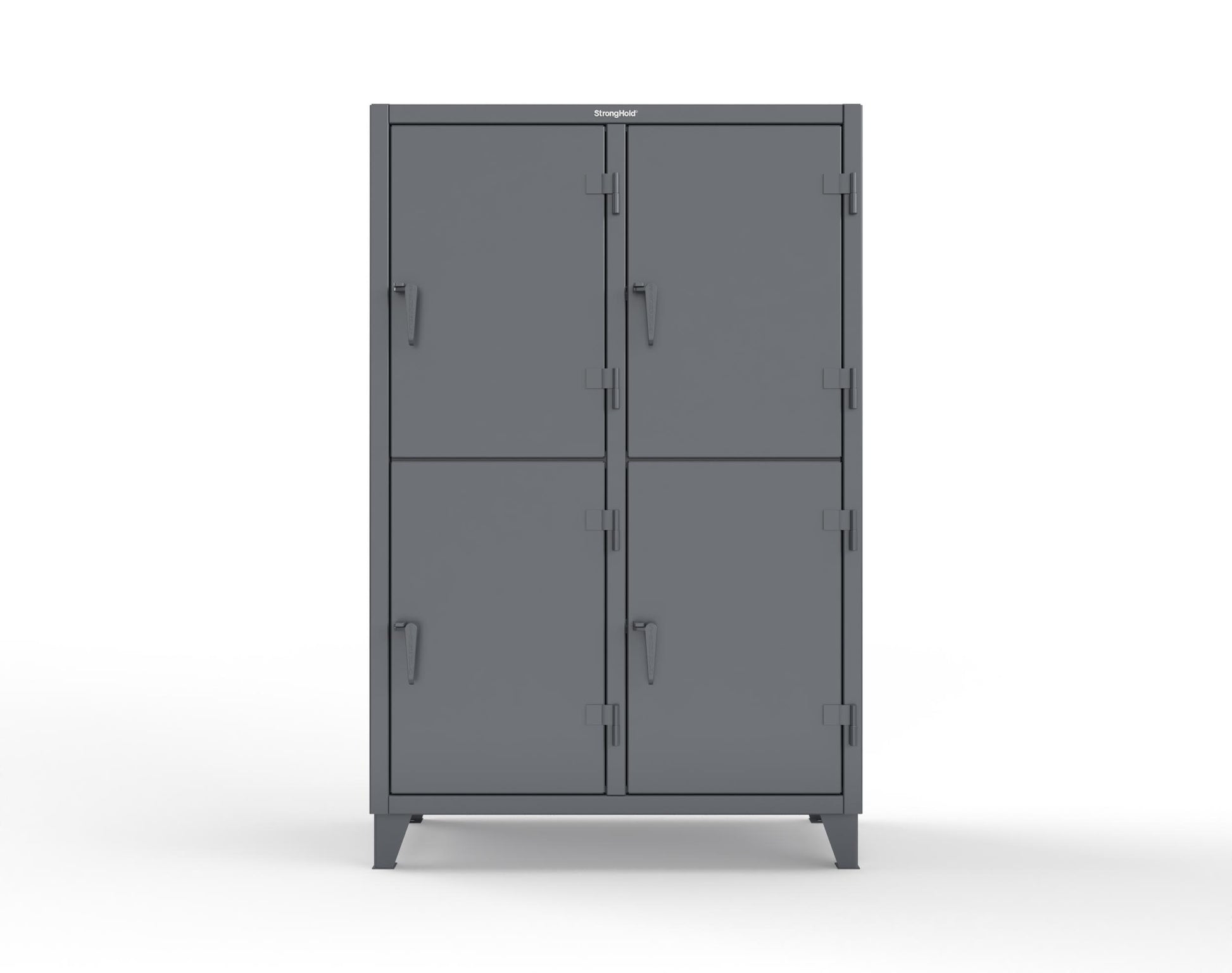 Extreme Duty 12 GA Double-Tier Locker with 4 Compartments, 8 Shelves, Coat Hooks | 50 in. W x 24in. D x 78 in. H - 46-24-2TPL-7024 - 46-24-2TPL-7024