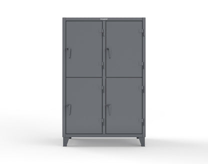 Extreme Duty 12 GA Double-Tier Locker with 4 Compartments, 8 Shelves, Coat Hooks | 50 in. W x 24in. D x 78 in. H - 46-24-2TPL-7024 - 46-24-2TPL-7024