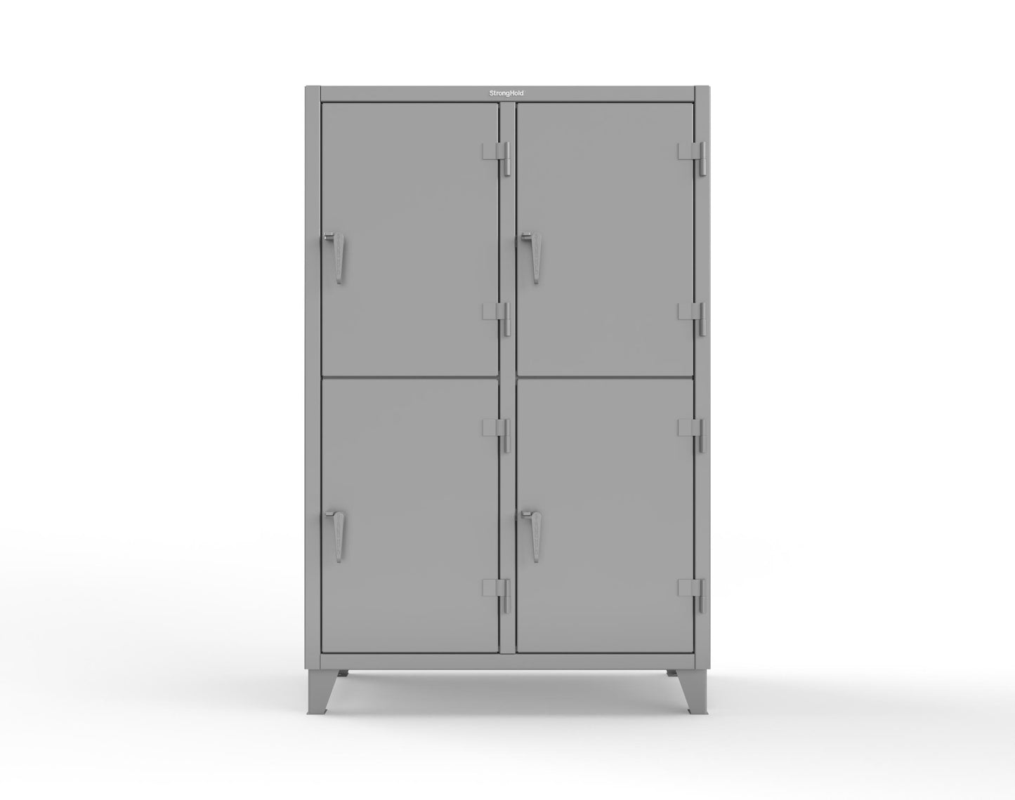 Extreme Duty 12 GA Double-Tier Locker with 4 Compartments, 8 Shelves, Coat Hooks | 50 in. W x 24in. D x 78 in. H - 46-24-2TPL-7024 - 46-24-2TPL-7037