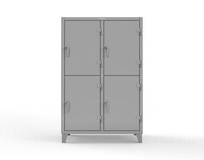 Extreme Duty 12 GA Double-Tier Locker with 4 Compartments, 8 Shelves, Coat Hooks | 50 in. W x 24in. D x 78 in. H - 46-24-2TPL-7024 - 46-24-2TPL-7037