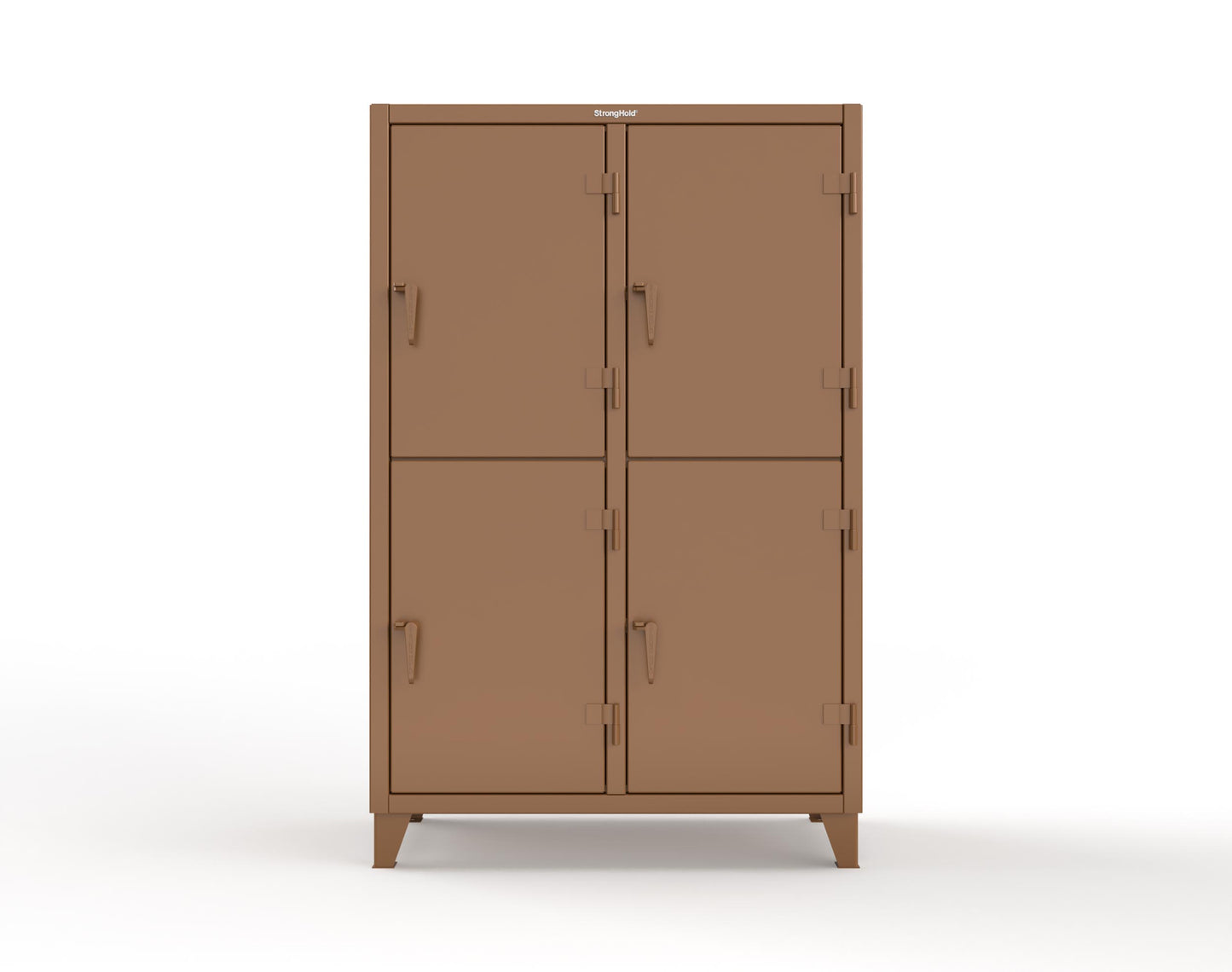 Extreme Duty 12 GA Double-Tier Locker with 4 Compartments, 8 Shelves, Coat Hooks | 50 in. W x 24in. D x 78 in. H - 46-24-2TPL-7024 - 46-24-2TPL-8008