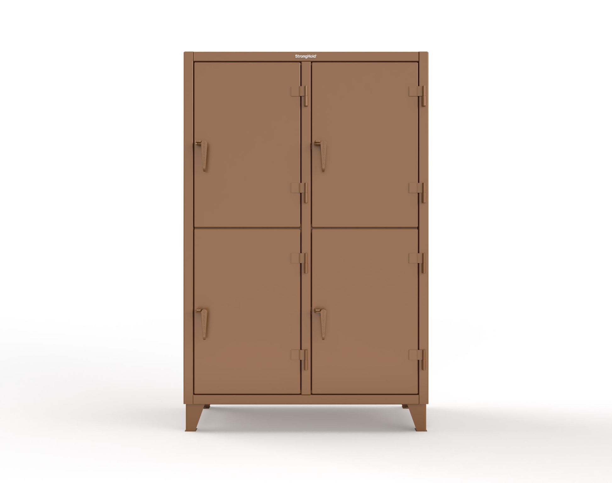 Extreme Duty 12 GA Double-Tier Locker with 4 Compartments, 8 Shelves, Coat Hooks | 50 in. W x 24in. D x 78 in. H - 46-24-2TPL-7024 - 46-24-2TPL-8008