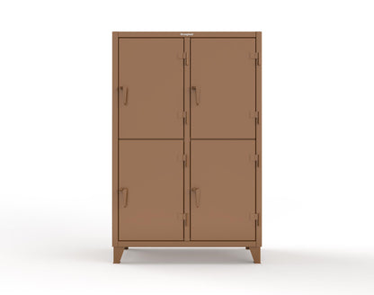 Extreme Duty 12 GA Double-Tier Locker with 4 Compartments, 8 Shelves, Coat Hooks | 50 in. W x 24in. D x 78 in. H - 46-24-2TPL-7024 - 46-24-2TPL-8008