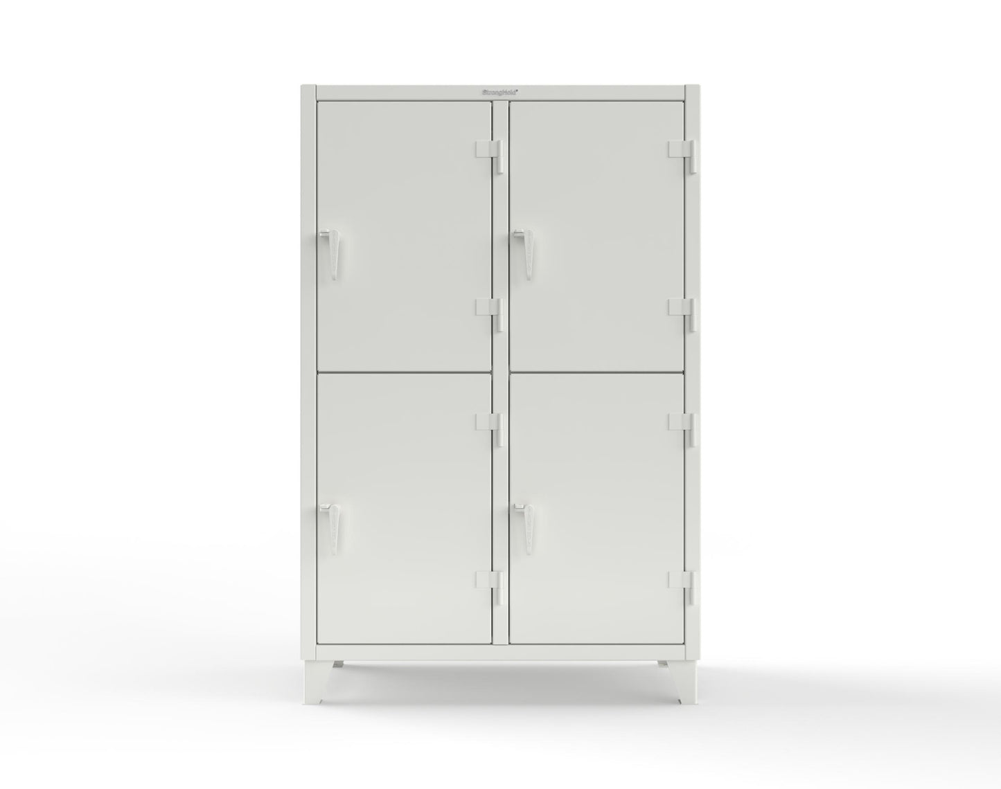 Extreme Duty 12 GA Double-Tier Locker with 4 Compartments, 8 Shelves, Coat Hooks | 50 in. W x 24in. D x 78 in. H - 46-24-2TPL-7024 - 46-24-2TPL-9003
