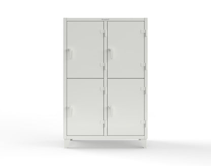 Extreme Duty 12 GA Double-Tier Locker with 4 Compartments, 8 Shelves, Coat Hooks | 50 in. W x 24in. D x 78 in. H - 46-24-2TPL-7024 - 46-24-2TPL-9003