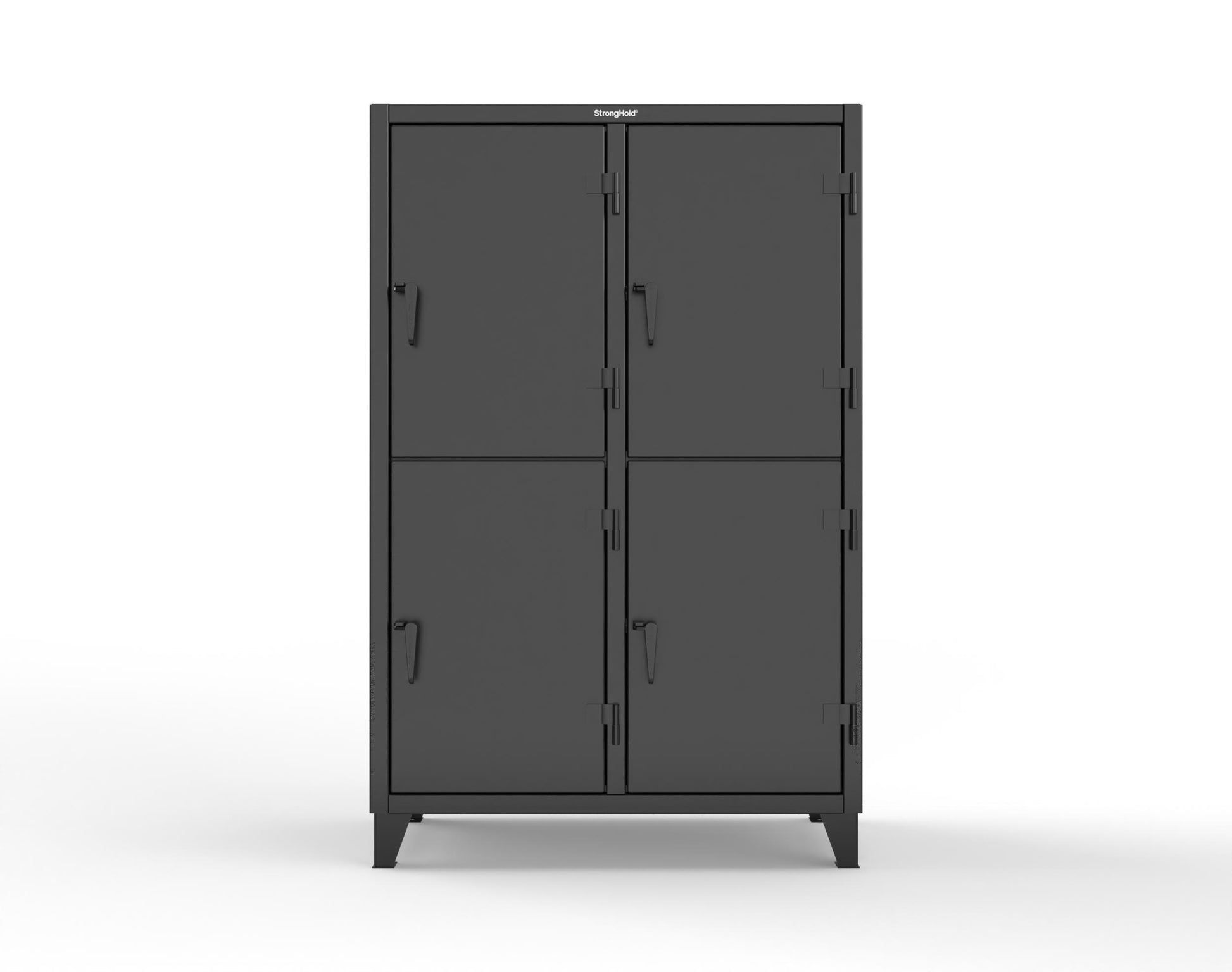 Extreme Duty 12 GA Double-Tier Locker with 4 Compartments, 8 Shelves, Coat Hooks | 50 in. W x 24in. D x 78 in. H - 46-24-2TPL-7024 - 46-24-2TPL-9005