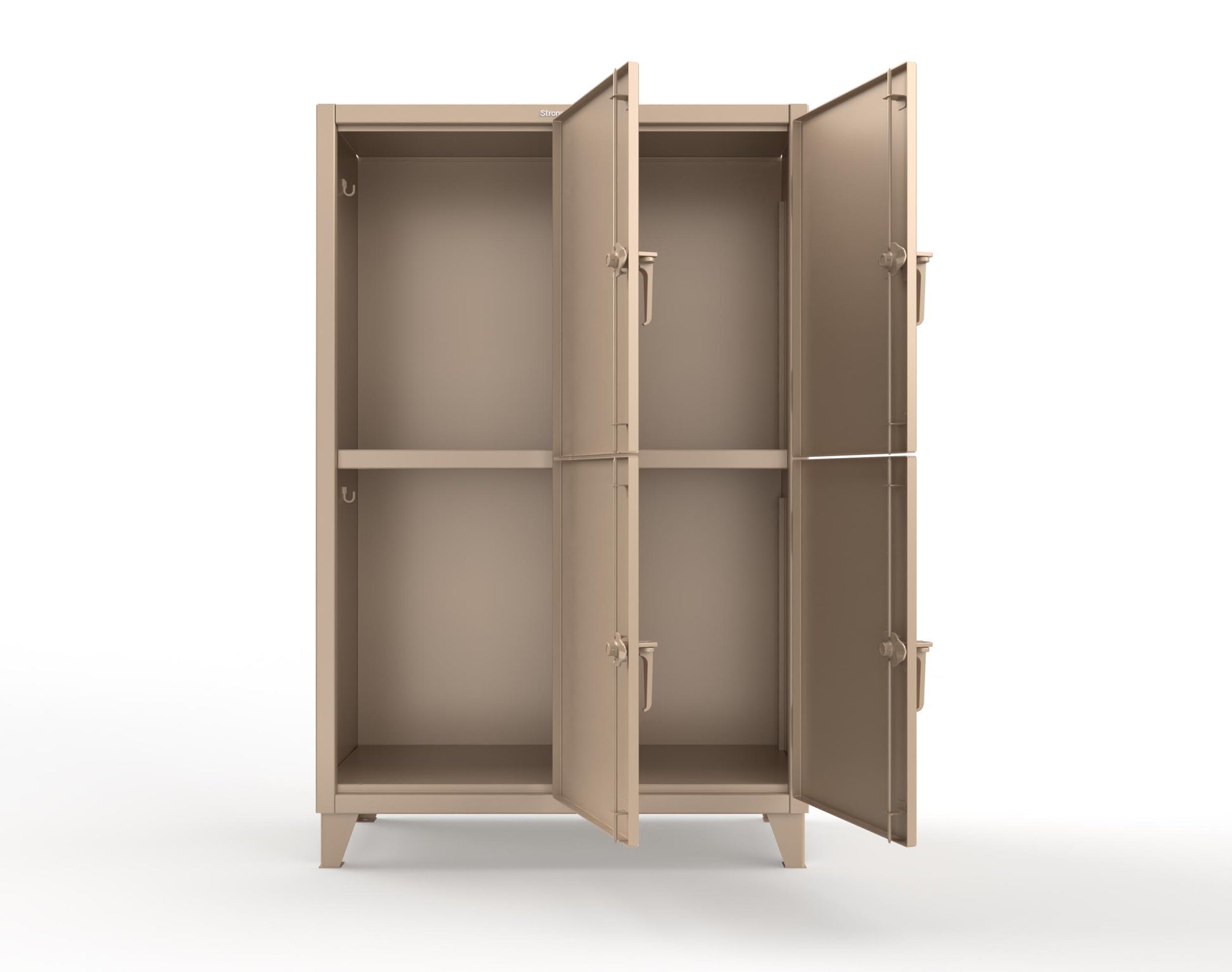 Extreme Duty 12 GA Double-Tier Locker with 4 Compartments, 8 Shelves, Coat Hooks | 50 in. W x 24in. D x 78 in. H - 46-24-2TPL-7024 - 46-24-2TPL-1019