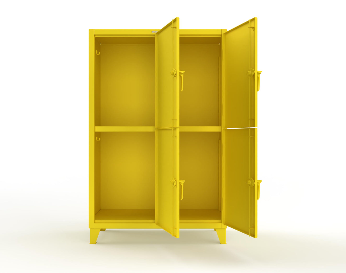 Extreme Duty 12 GA Double-Tier Locker with 4 Compartments, 8 Shelves, Coat Hooks | 50 in. W x 24in. D x 78 in. H - 46-24-2TPL-7024 - 46-24-2TPL-1021