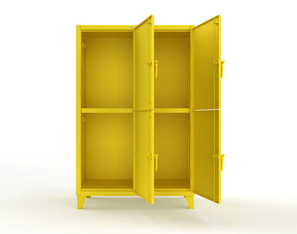 Extreme Duty 12 GA Double-Tier Locker with 4 Compartments, 8 Shelves, Coat Hooks | 50 in. W x 24in. D x 78 in. H - 46-24-2TPL-7024 - 46-24-2TPL-1021