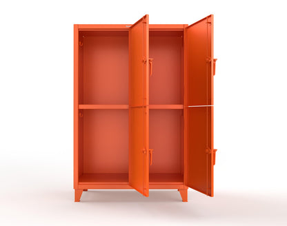 Extreme Duty 12 GA Double-Tier Locker with 4 Compartments, 8 Shelves, Coat Hooks | 50 in. W x 24in. D x 78 in. H - 46-24-2TPL-7024 - 46-24-2TPL-2009