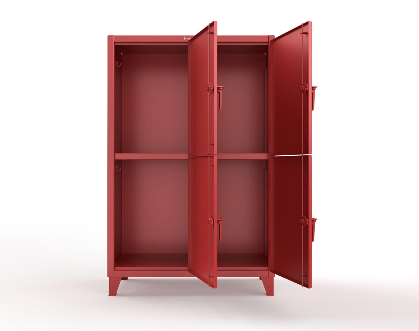Extreme Duty 12 GA Double-Tier Locker with 4 Compartments, 8 Shelves, Coat Hooks | 50 in. W x 24in. D x 78 in. H - 46-24-2TPL-7024 - 46-24-2TPL-3001