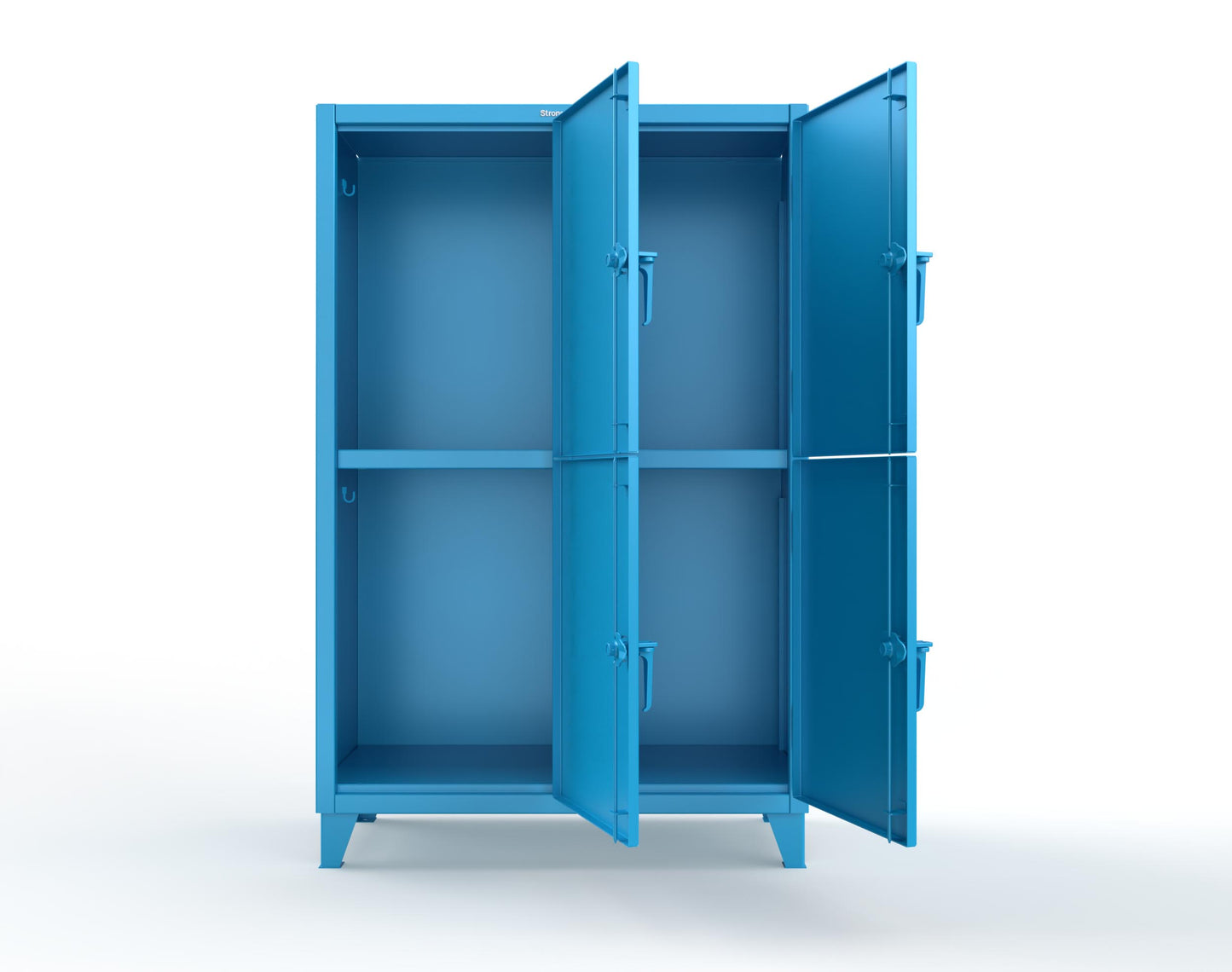 Extreme Duty 12 GA Double-Tier Locker with 4 Compartments, 8 Shelves, Coat Hooks | 50 in. W x 24in. D x 78 in. H - 46-24-2TPL-7024 - 46-24-2TPL-5012