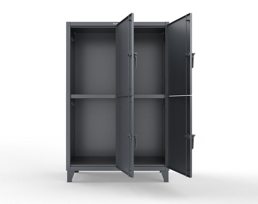 Extreme Duty 12 GA Double-Tier Locker with 4 Compartments, 8 Shelves, Coat Hooks | 50 in. W x 24in. D x 78 in. H - 46-24-2TPL-7024 - 46-24-2TPL-7024