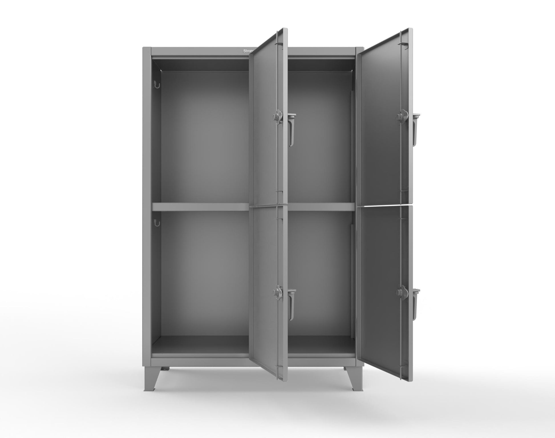 Extreme Duty 12 GA Double-Tier Locker with 4 Compartments, 8 Shelves, Coat Hooks | 50 in. W x 24in. D x 78 in. H - 46-24-2TPL-7024 - 46-24-2TPL-7037