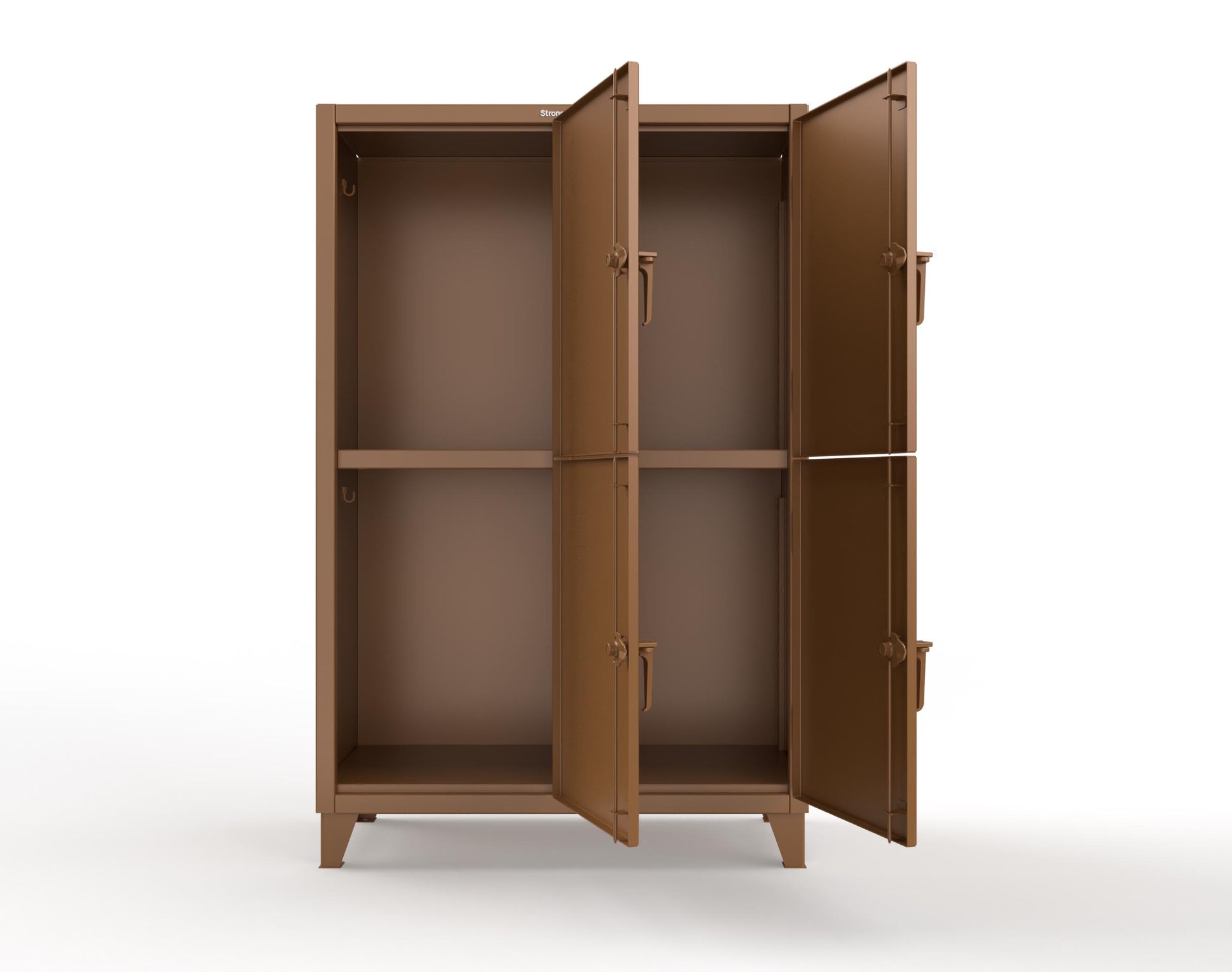 Extreme Duty 12 GA Double-Tier Locker with 4 Compartments, 8 Shelves, Coat Hooks | 50 in. W x 24in. D x 78 in. H - 46-24-2TPL-7024 - 46-24-2TPL-8008