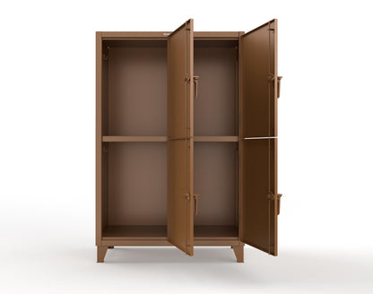 Extreme Duty 12 GA Double-Tier Locker with 4 Compartments, 8 Shelves, Coat Hooks | 50 in. W x 24in. D x 78 in. H - 46-24-2TPL-7024 - 46-24-2TPL-8008