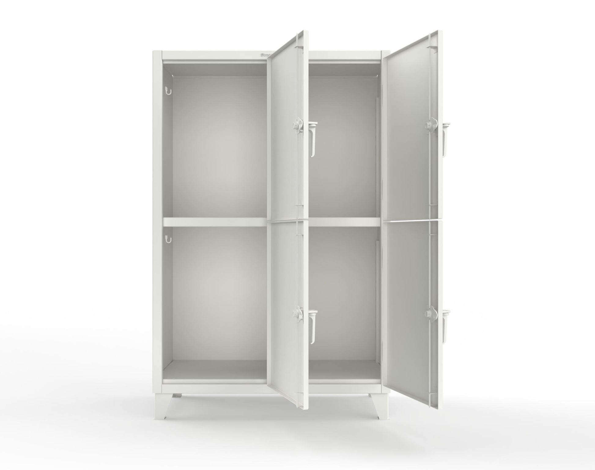 Extreme Duty 12 GA Double-Tier Locker with 4 Compartments, 8 Shelves, Coat Hooks | 50 in. W x 24in. D x 78 in. H - 46-24-2TPL-7024 - 46-24-2TPL-9003