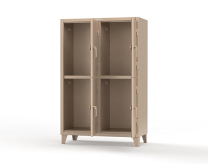 Extreme Duty 12 GA Double-Tier Locker with 4 Compartments, 8 Shelves, Coat Hooks | 50 in. W x 24in. D x 78 in. H - 46-24-2TPL-7024 - 46-24-2TPL-1019
