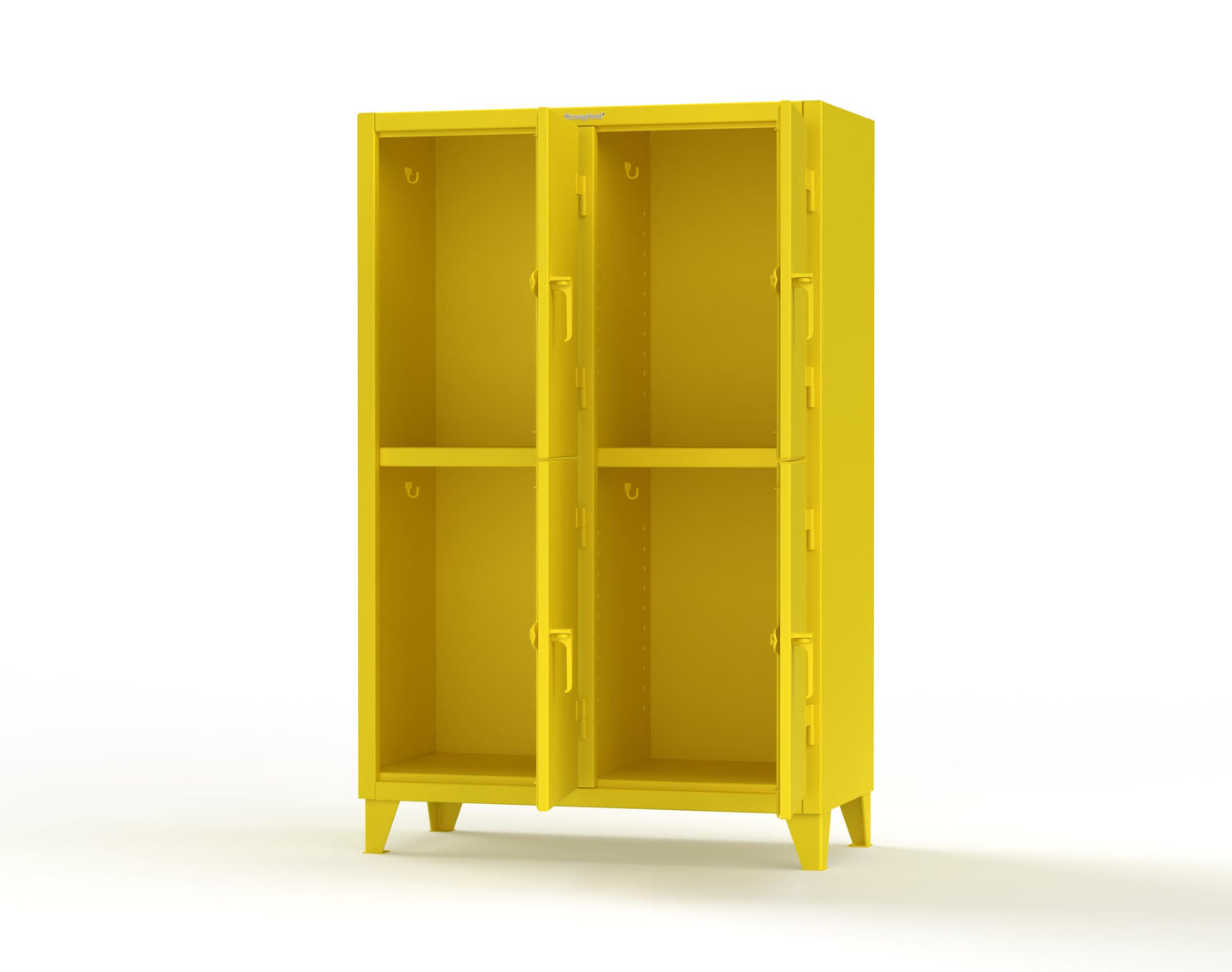 Extreme Duty 12 GA Double-Tier Locker with 4 Compartments, 8 Shelves, Coat Hooks | 50 in. W x 24in. D x 78 in. H - 46-24-2TPL-7024 - 46-24-2TPL-1021