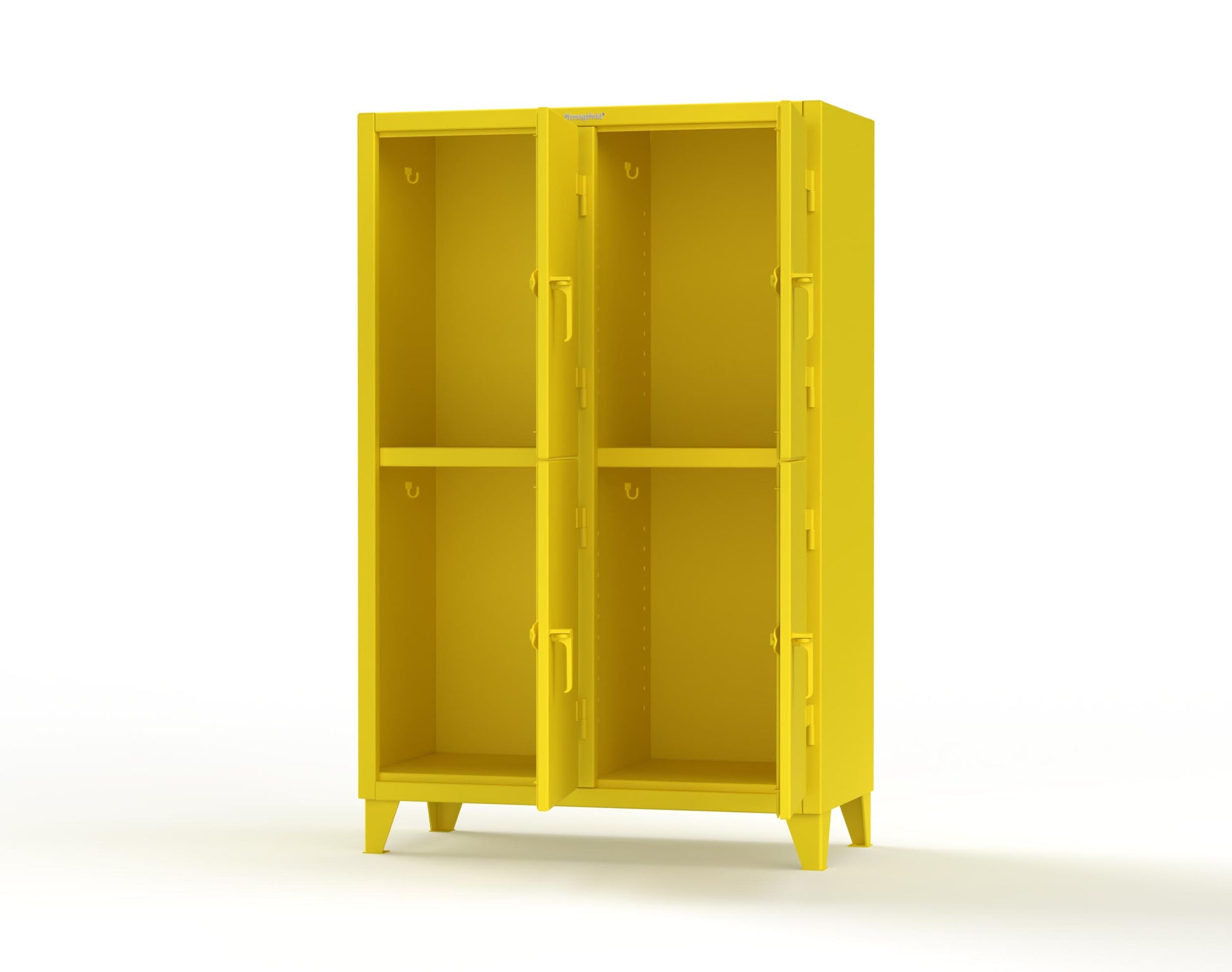 Extreme Duty 12 GA Double-Tier Locker with 4 Compartments, 8 Shelves, Coat Hooks | 50 in. W x 24in. D x 78 in. H - 46-24-2TPL-7024 - 46-24-2TPL-1021