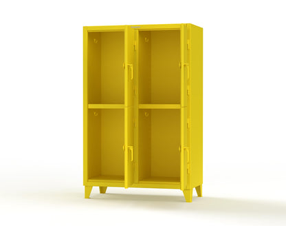 Extreme Duty 12 GA Double-Tier Locker with 4 Compartments, 8 Shelves, Coat Hooks | 50 in. W x 24in. D x 78 in. H - 46-24-2TPL-7024 - 46-24-2TPL-1021