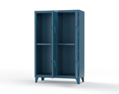 Extreme Duty 12 GA Double-Tier Locker with 4 Compartments, 8 Shelves, Coat Hooks | 50 in. W x 24in. D x 78 in. H - 46-24-2TPL-7024 - 46-24-2TPL-5001