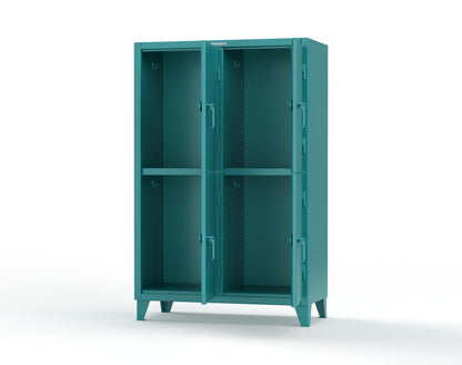 Extreme Duty 12 GA Double-Tier Locker with 4 Compartments, 8 Shelves, Coat Hooks | 50 in. W x 24in. D x 78 in. H - 46-24-2TPL-7024 - 46-24-2TPL-5021