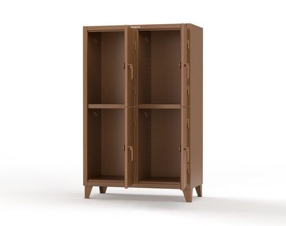 Extreme Duty 12 GA Double-Tier Locker with 4 Compartments, 8 Shelves, Coat Hooks | 50 in. W x 24in. D x 78 in. H - 46-24-2TPL-7024 - 46-24-2TPL-8008