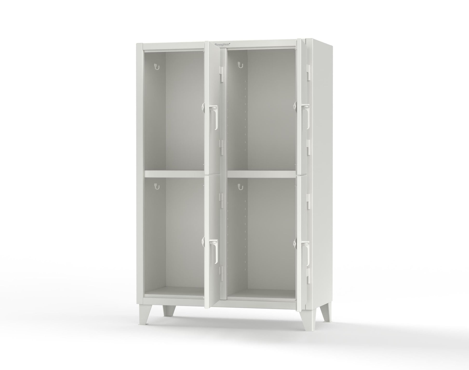 Extreme Duty 12 GA Double-Tier Locker with 4 Compartments, 8 Shelves, Coat Hooks | 50 in. W x 24in. D x 78 in. H - 46-24-2TPL-7024 - 46-24-2TPL-9003