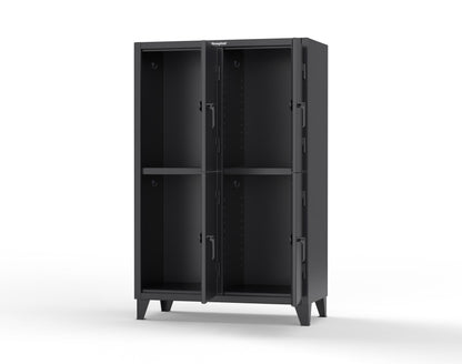 Extreme Duty 12 GA Double-Tier Locker with 4 Compartments, 8 Shelves, Coat Hooks | 50 in. W x 24in. D x 78 in. H - 46-24-2TPL-7024 - 46-24-2TPL-9005