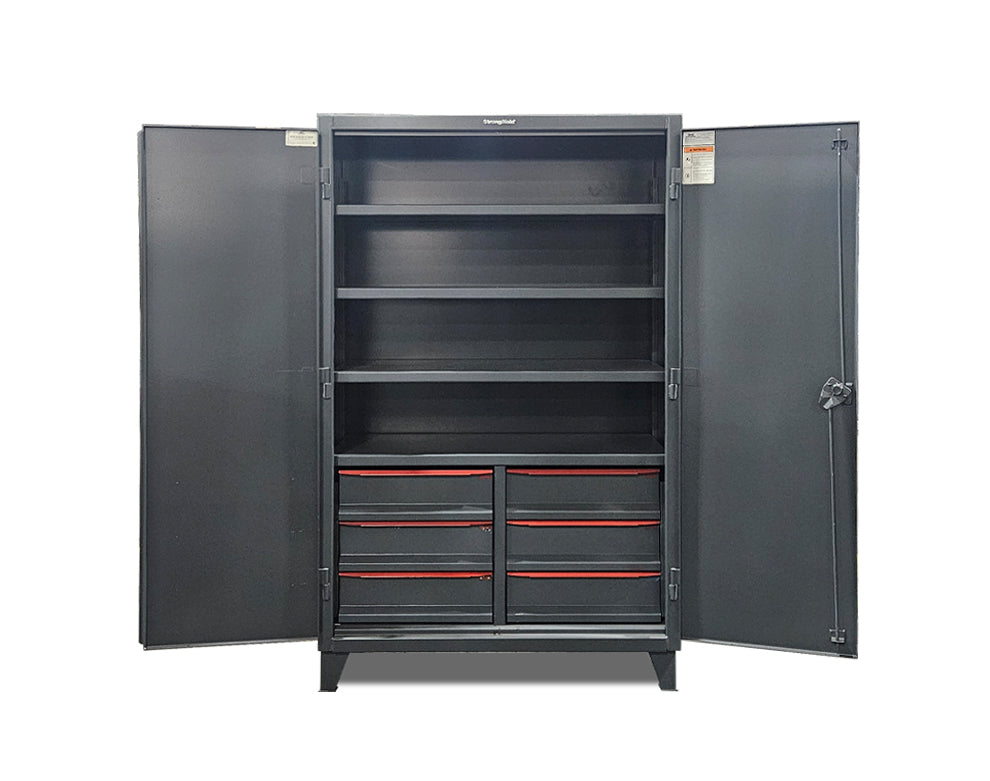Extreme Duty 12 GA Cabinet with 6 Half-Width Drawers, 4 Shelves | 48 In. W x 24 In. D x 78 In. H - Outlet