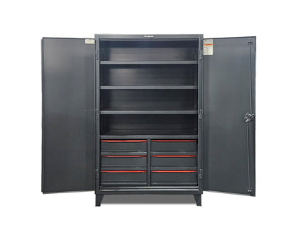 Extreme Duty 12 GA Cabinet with 6 Half-Width Drawers, 4 Shelves | 48 In. W x 24 In. D x 78 In. H - Outlet