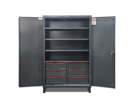 Extreme Duty 12 GA Cabinet with 6 Half-Width Drawers, 4 Shelves | 48 In. W x 24 In. D x 78 In. H - Outlet