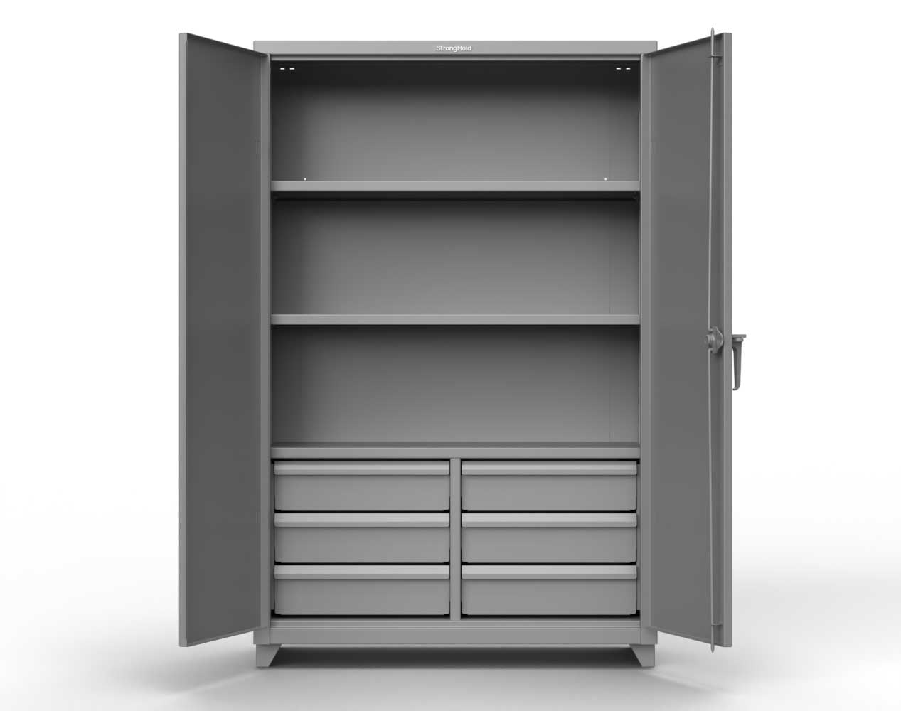 Extra Heavy Duty 14 GA Cabinet with 6 Half-Width Drawers, 3 Shelves - 48 In. W x 24 In. D x 75 In. H