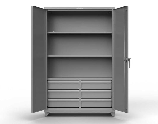 Extra Heavy Duty 14 GA Cabinet with 6 Half-Width Drawers, 3 Shelves - 48 In. W x 24 In. D x 75 In. H