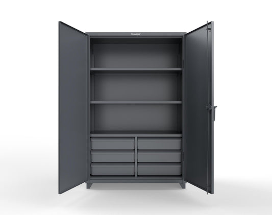 Extra Heavy Duty 14 GA Cabinet with 6 Half-Width Drawers, 3 Shelves - 48 In. W x 24 In. D x 75 In. H - 46-243-6/5DB-L-7024