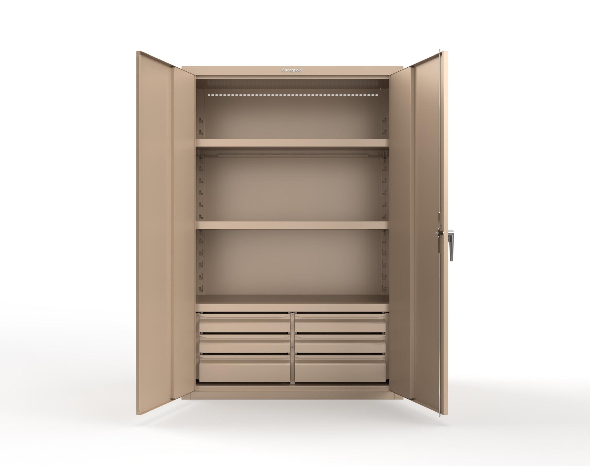 Heavy Duty 18 GA Cabinet with 6 Drawers and 3 Shelves - 48 in. W x 24 in. D x 72 in. H - 46-243-6/5DB-P-1019