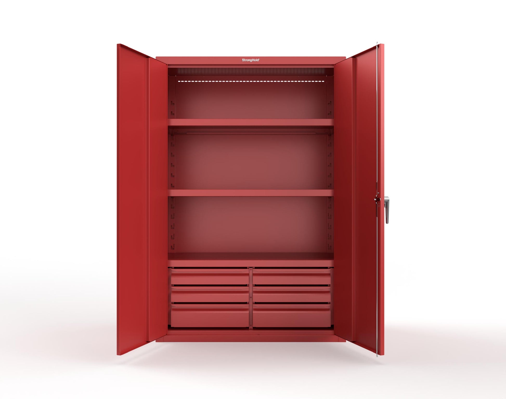 Heavy Duty 18 GA Cabinet with 6 Drawers and 3 Shelves - 48 in. W x 24 in. D x 72 in. H - 46-243-6/5DB-P-3001
