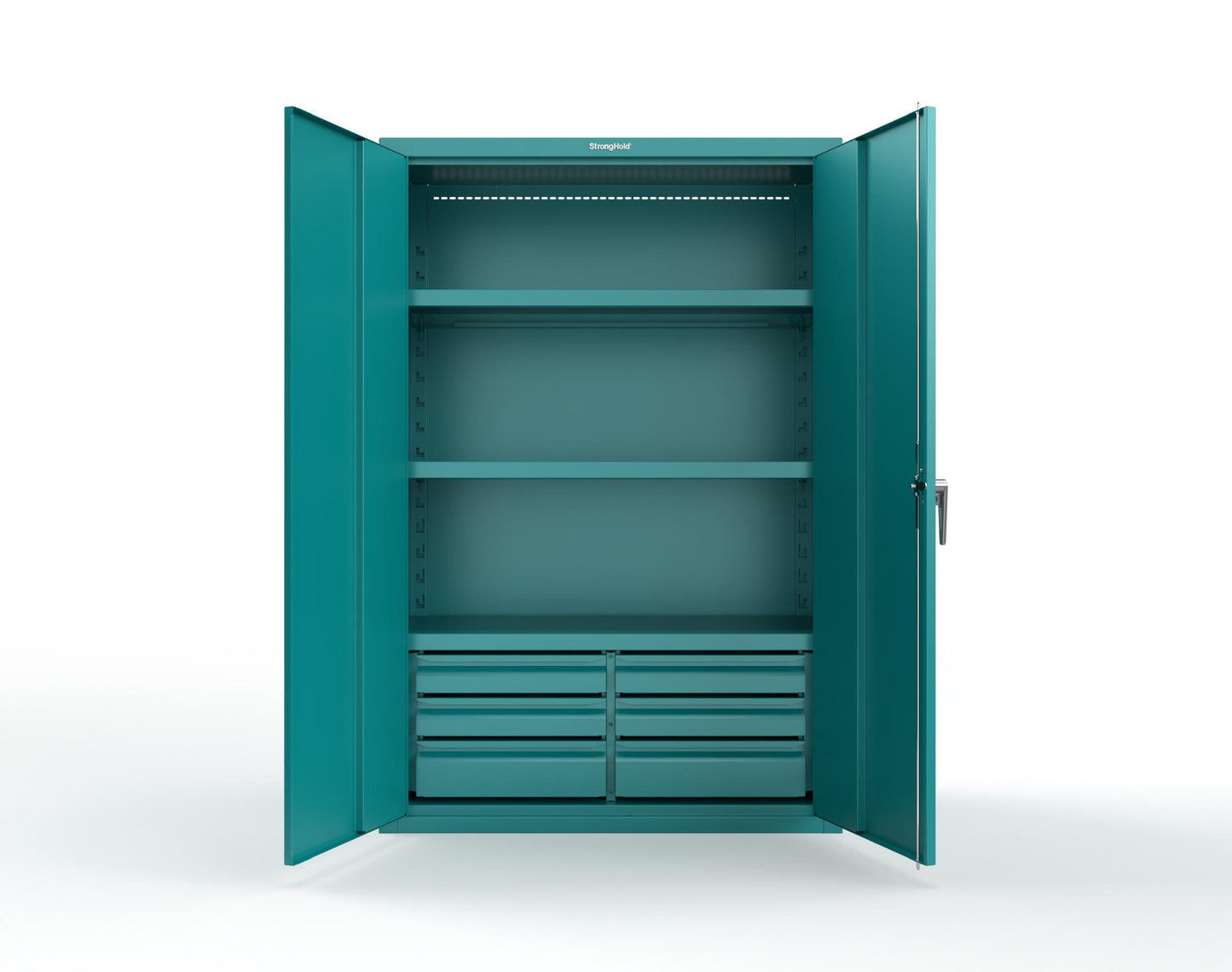 Heavy Duty 18 GA Cabinet with 6 Drawers and 3 Shelves - 48 in. W x 24 in. D x 72 in. H - 46-243-6/5DB-P-5021