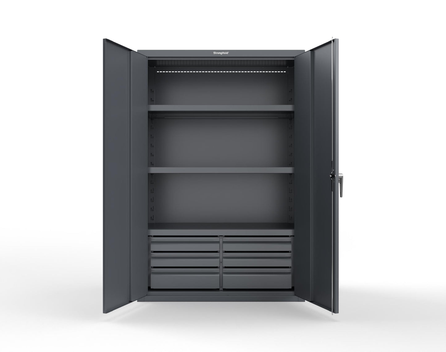 Heavy Duty 18 GA Cabinet with 6 Drawers and 3 Shelves - 48 in. W x 24 in. D x 72 in. H - 46-243-6/5DB-P-7024