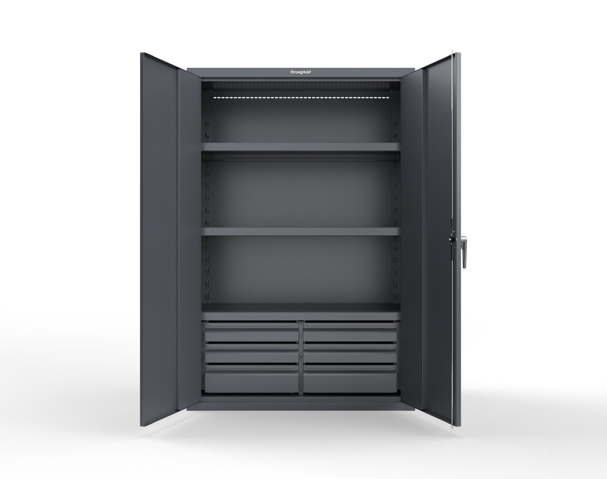 Heavy Duty 18 GA Cabinet with 6 Drawers and 3 Shelves - 48 in. W x 24 in. D x 72 in. H - 46-243-6/5DB-P-7024
