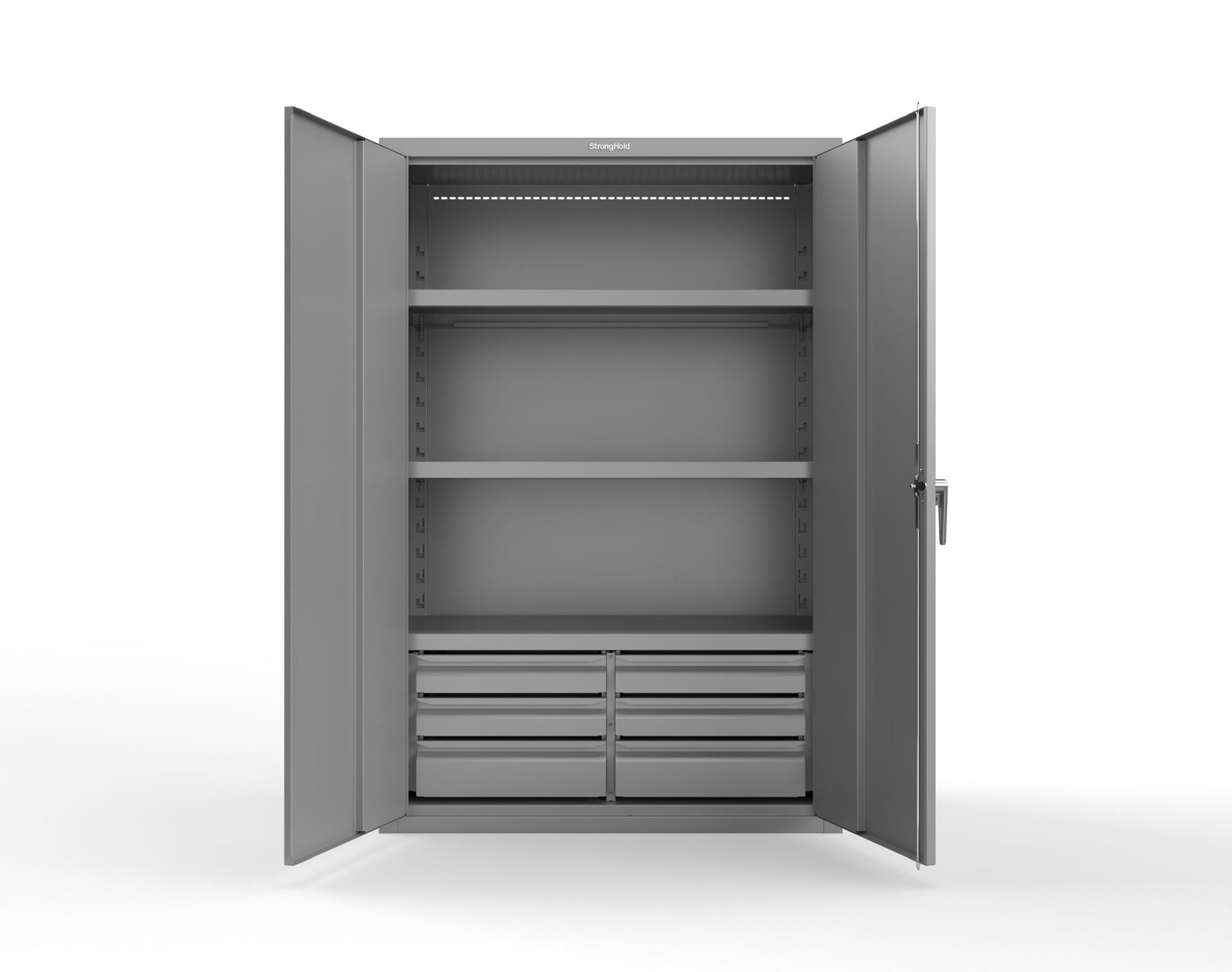 Heavy Duty 18 GA Cabinet with 6 Drawers and 3 Shelves - 48 in. W x 24 in. D x 72 in. H - 46-243-6/5DB-P-7037