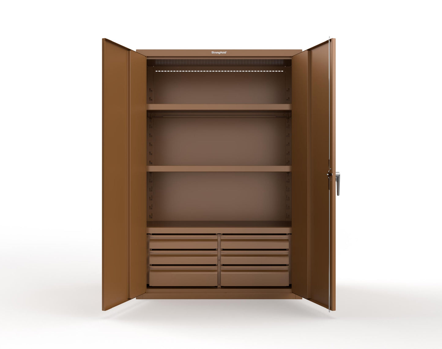 Heavy Duty 18 GA Cabinet with 6 Drawers and 3 Shelves - 48 in. W x 24 in. D x 72 in. H - 46-243-6/5DB-P-8008