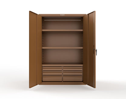 Heavy Duty 18 GA Cabinet with 6 Drawers and 3 Shelves - 48 in. W x 24 in. D x 72 in. H - 46-243-6/5DB-P-8008