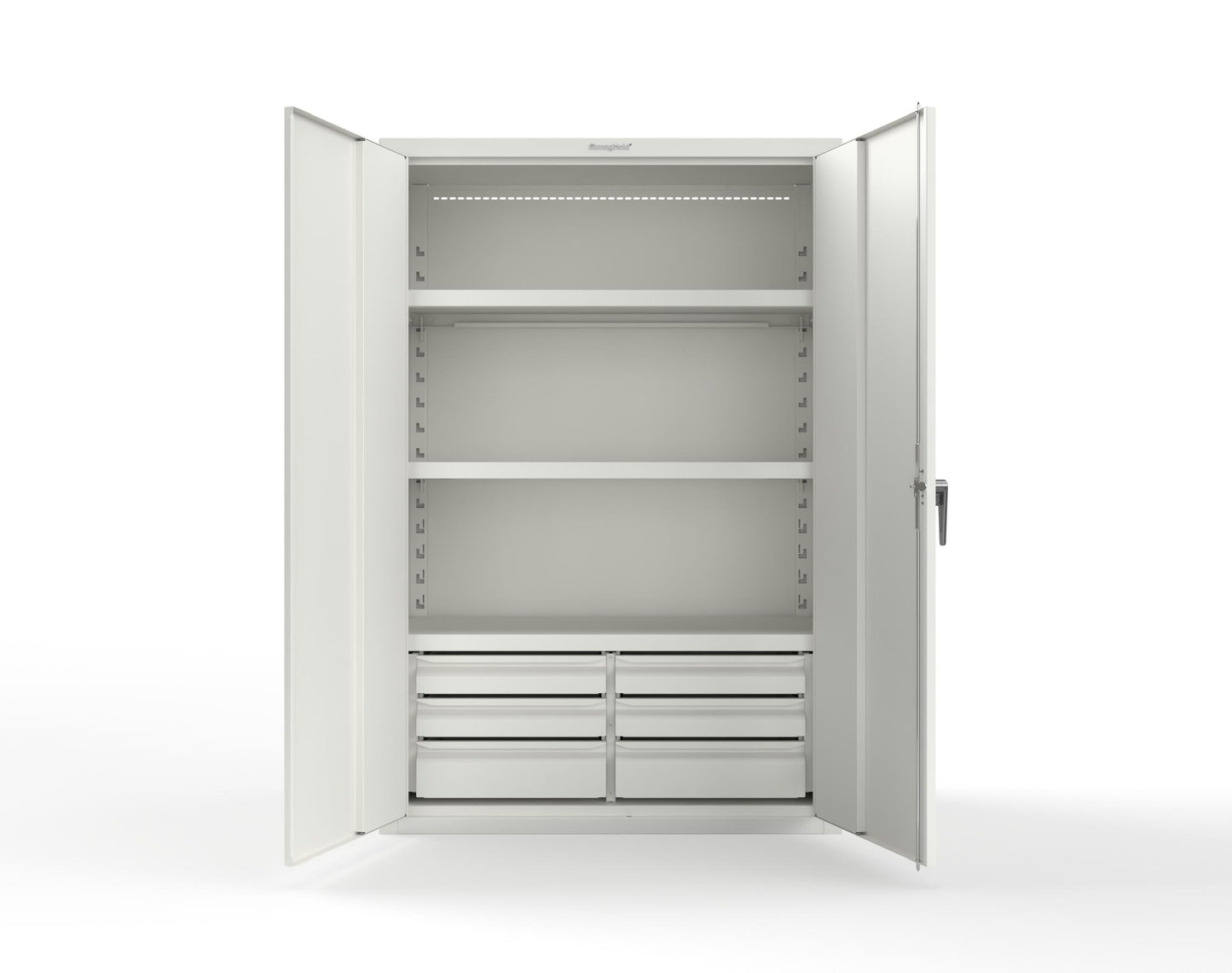 Heavy Duty 18 GA Cabinet with 6 Drawers and 3 Shelves - 48 in. W x 24 in. D x 72 in. H - 46-243-6/5DB-P-9003
