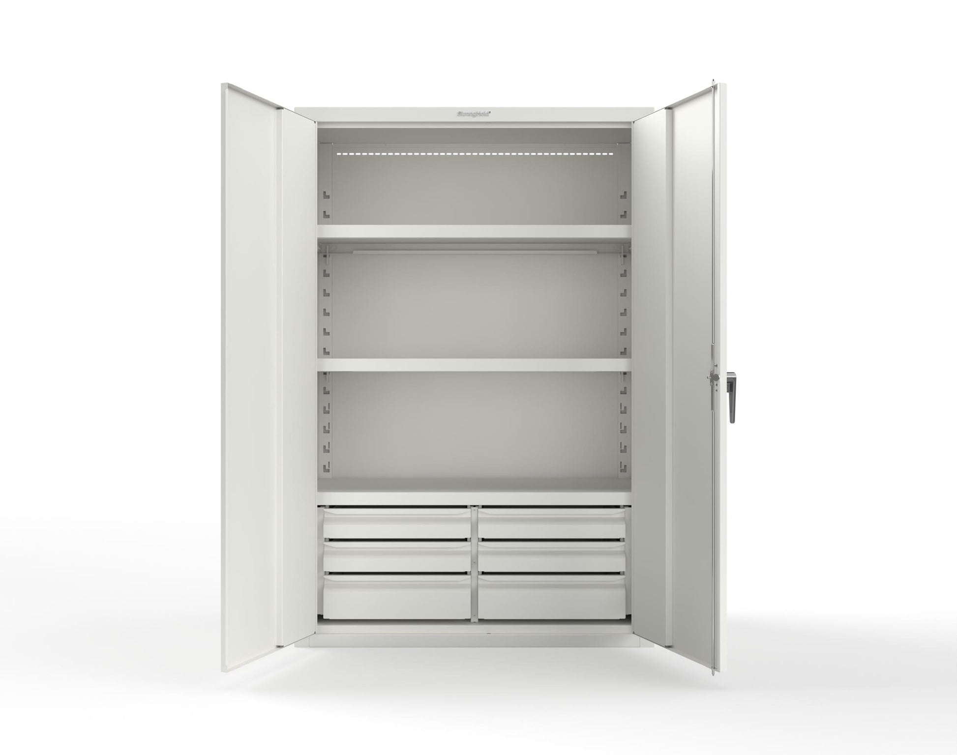 Heavy Duty 18 GA Cabinet with 6 Drawers and 3 Shelves - 48 in. W x 24 in. D x 72 in. H - 46-243-6/5DB-P-9003