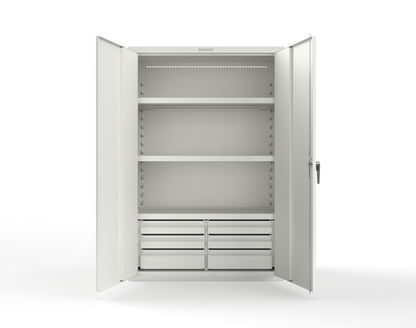 Heavy Duty 18 GA Cabinet with 6 Drawers and 3 Shelves - 48 in. W x 24 in. D x 72 in. H - 46-243-6/5DB-P-9003