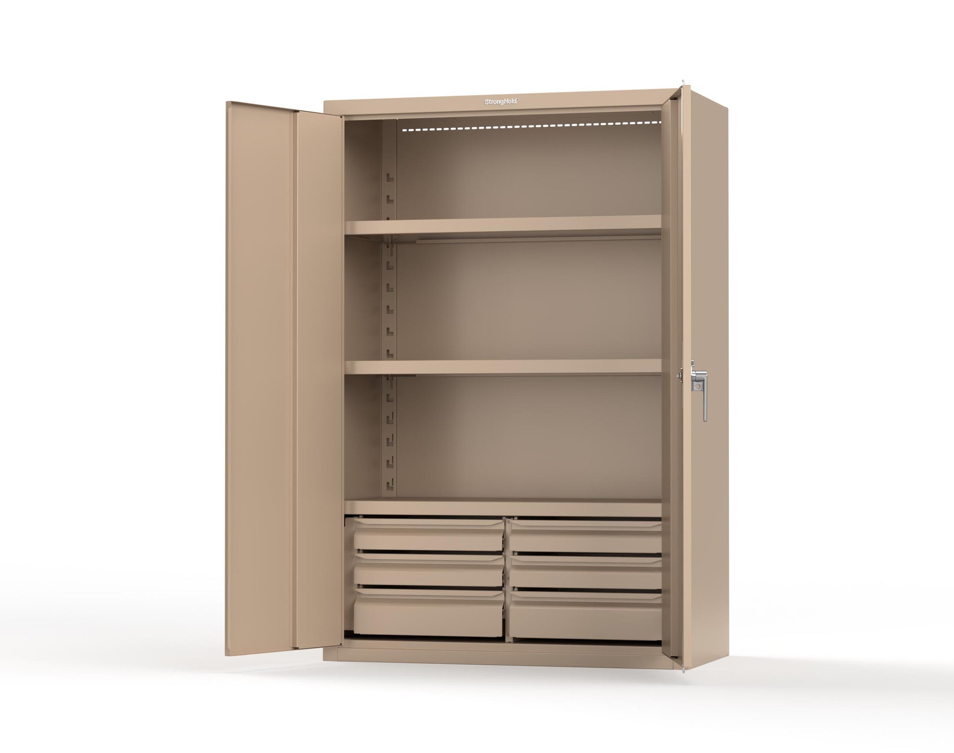 Heavy Duty 18 GA Cabinet with 6 Drawers and 3 Shelves - 48 in. W x 24 in. D x 72 in. H - 46-243-6/5DB-P-1019